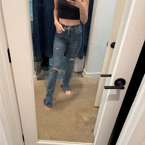 Express Blue Distressed Skyscraper Jeans